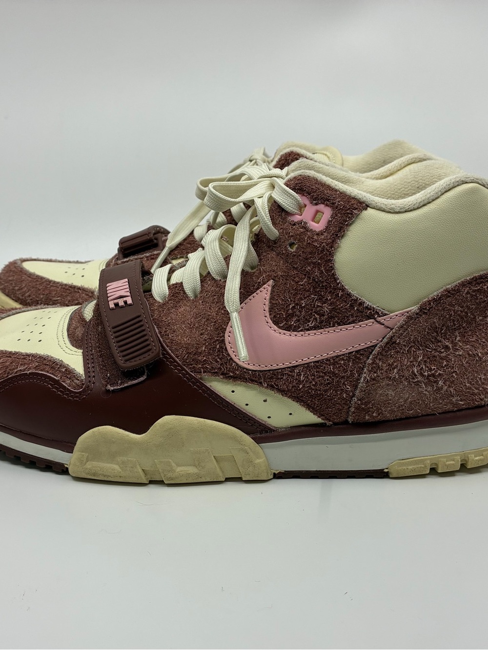 Nike Air Trainer 1 Mid Top Colorblock Brown Beige Pink Lace/Hook & Loop Sz 9.5